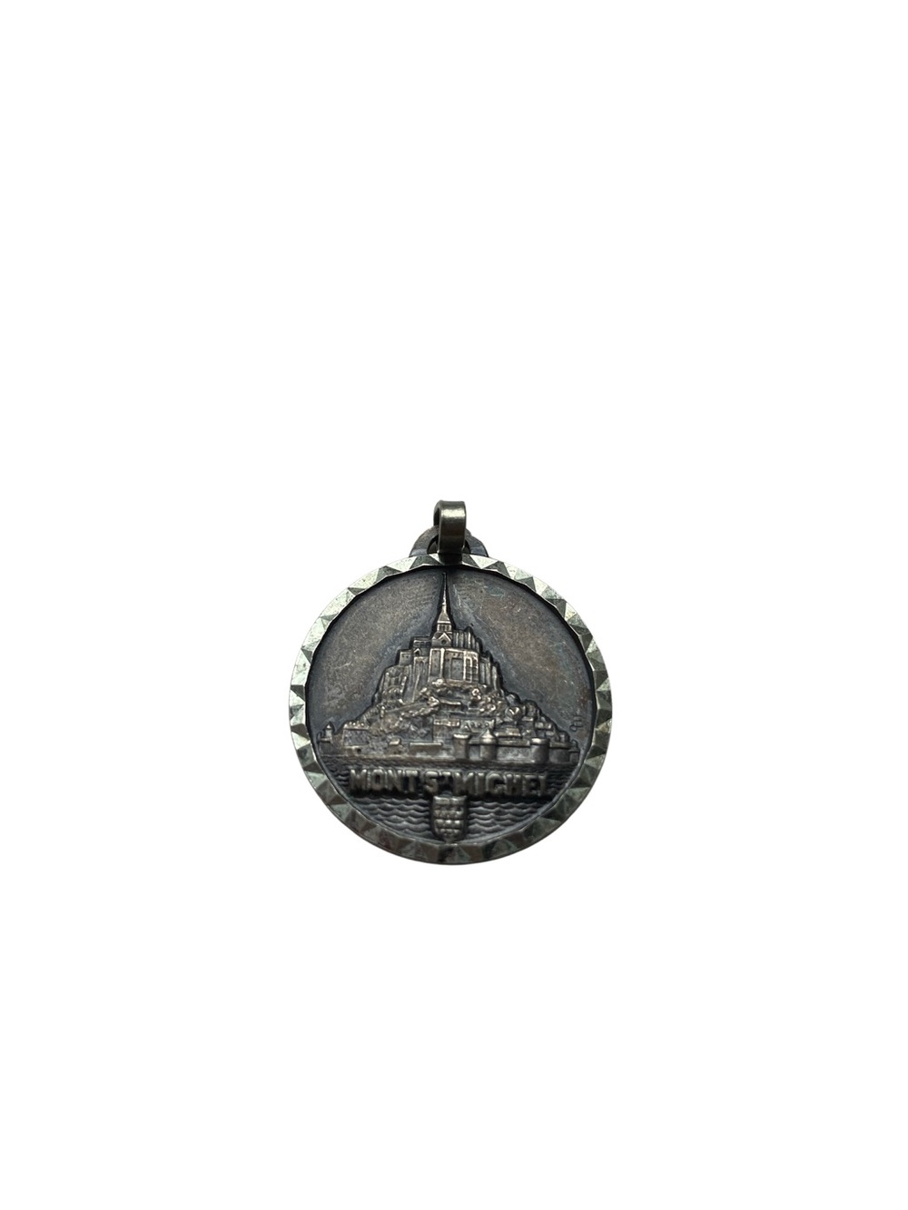 Vintage/Antique Catholic Mont Saint-Michel Souvenir Round Pendant